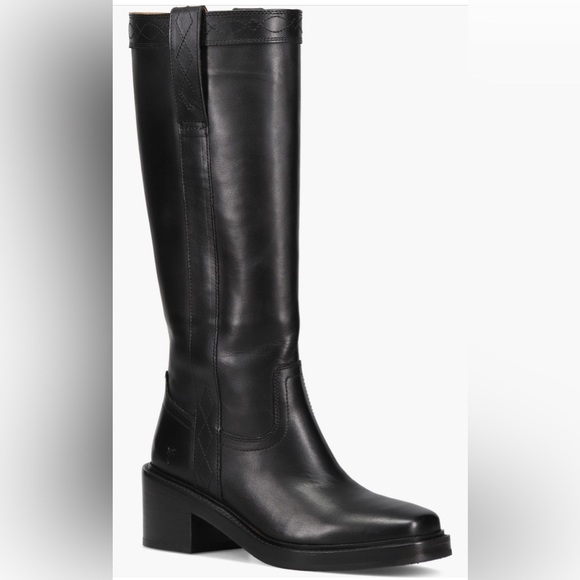 Frye Shoes - Frye Kate Black Leather Knee-High Block Heel Boots 7.5